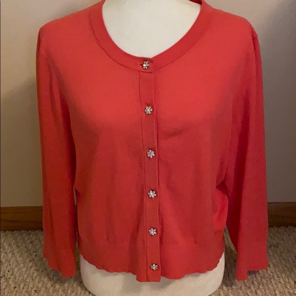 Kate Spade pink rhinestone button cardigan XL